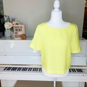 Dotted bright yellow midi/crop short sleeve top